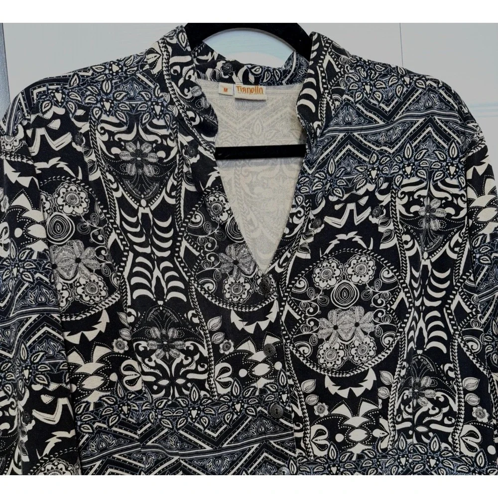 Vintage Tianello by Steve Barraza Womens Button Up Top Size M Artsy Fairy Grunge - Picture 3 of 10